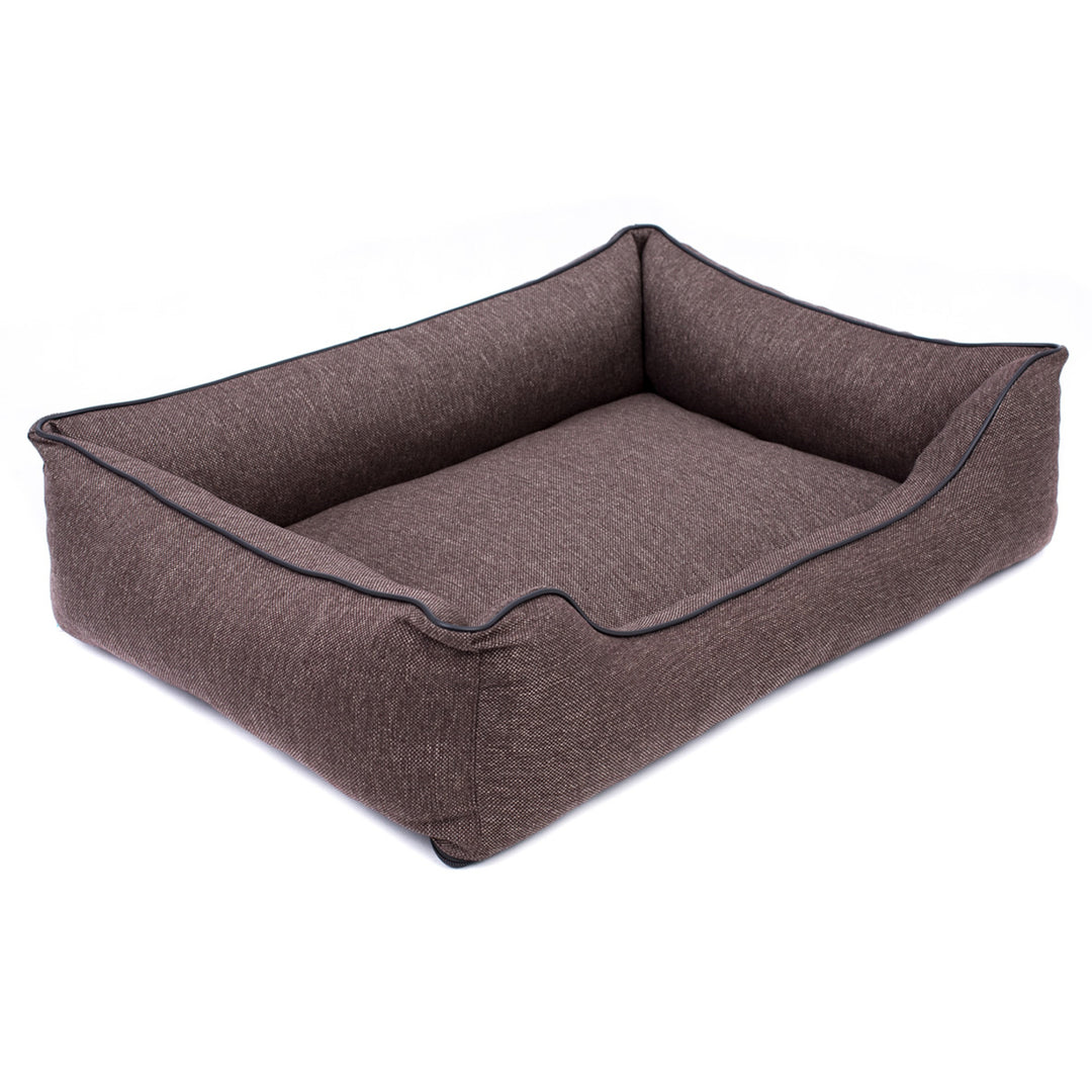 Mestizo Mallorca Comfort pet bed dog basket pet bed dog sofa made of durable upholstery fabric (outer dimensions: 65x50cm / inner dimensions: 41x27cm, brown / black)