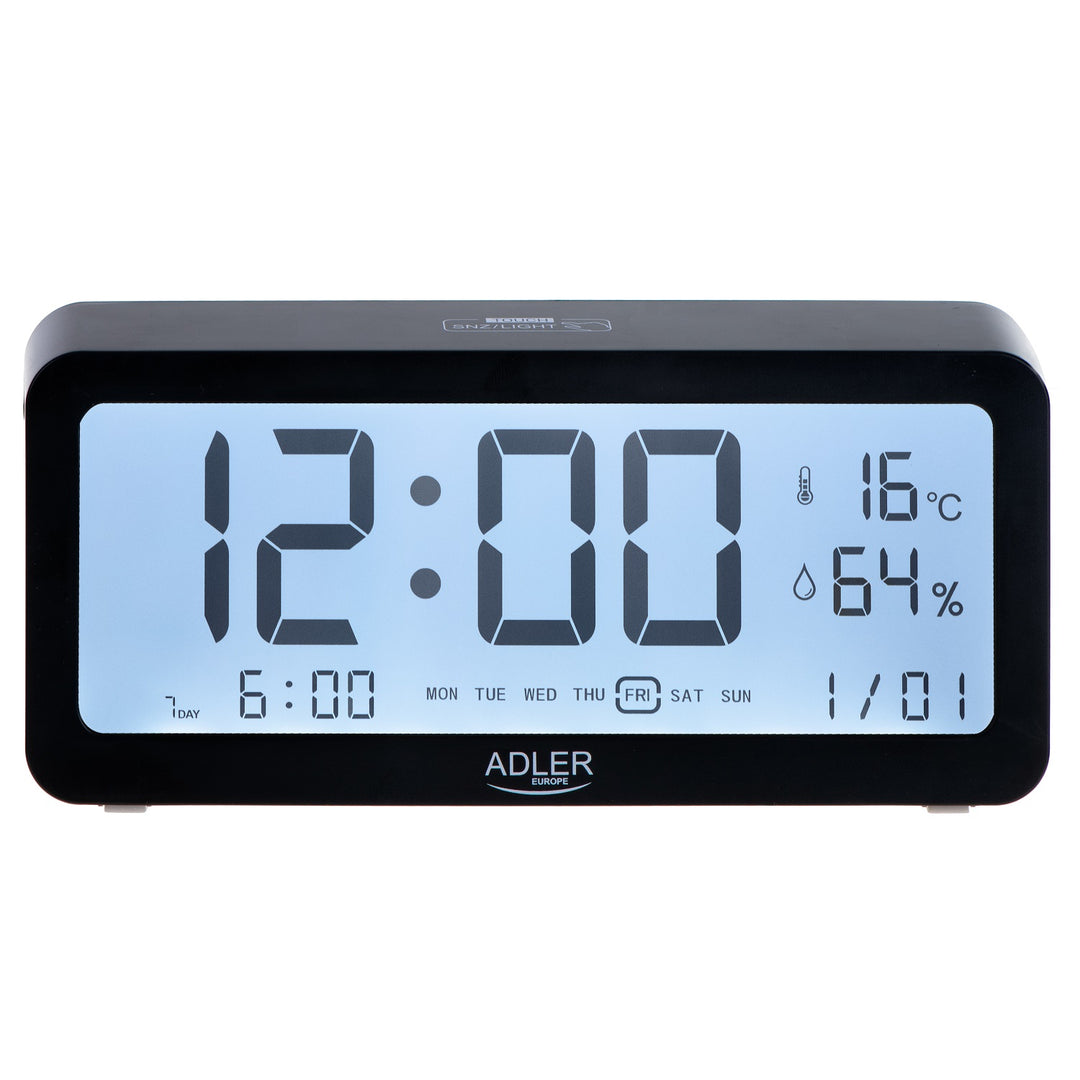 Adler battery alarm clock, black, AD1195b backlit display