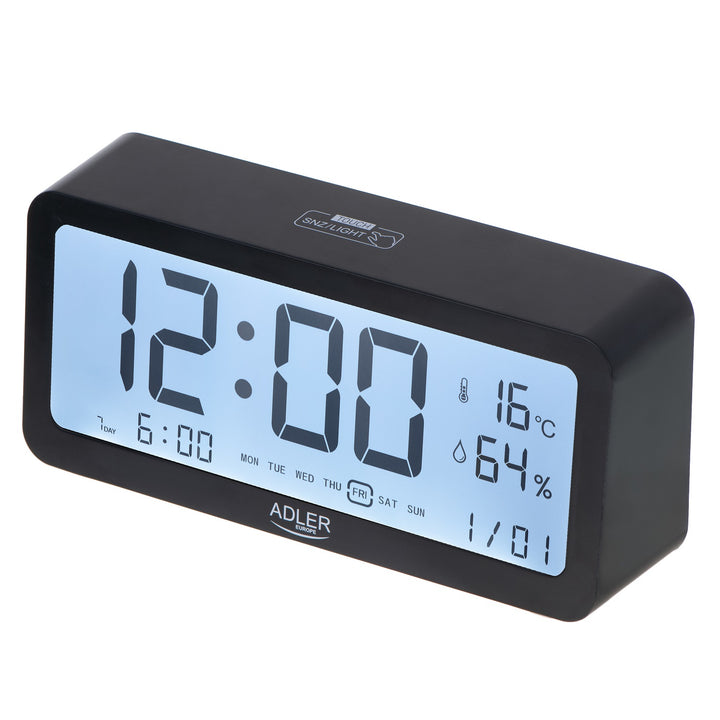 Adler battery alarm clock, black, AD1195b backlit display