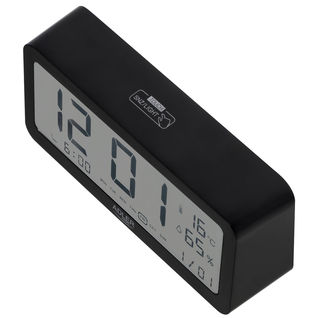 Adler battery alarm clock, black, AD1195b backlit display