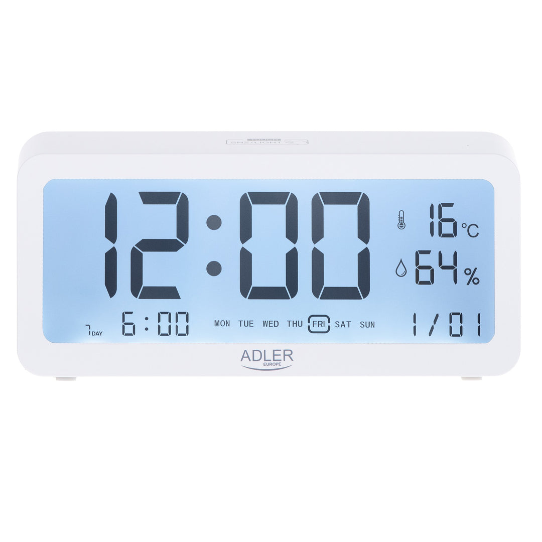 Adler battery alarm clock, white, AD1195w with backlight