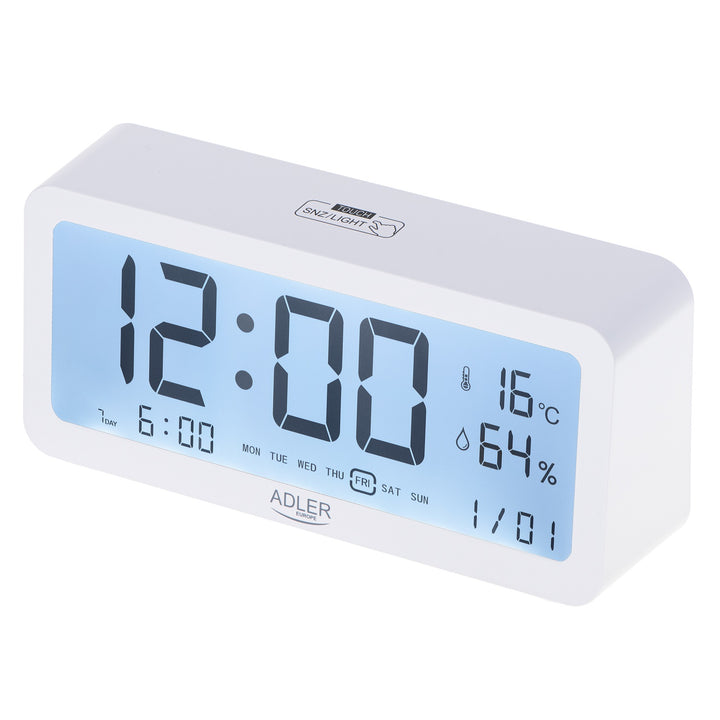 Adler battery alarm clock, white, AD1195w with backlight