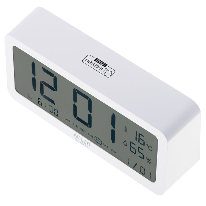 Adler battery alarm clock, white, AD1195w with backlight