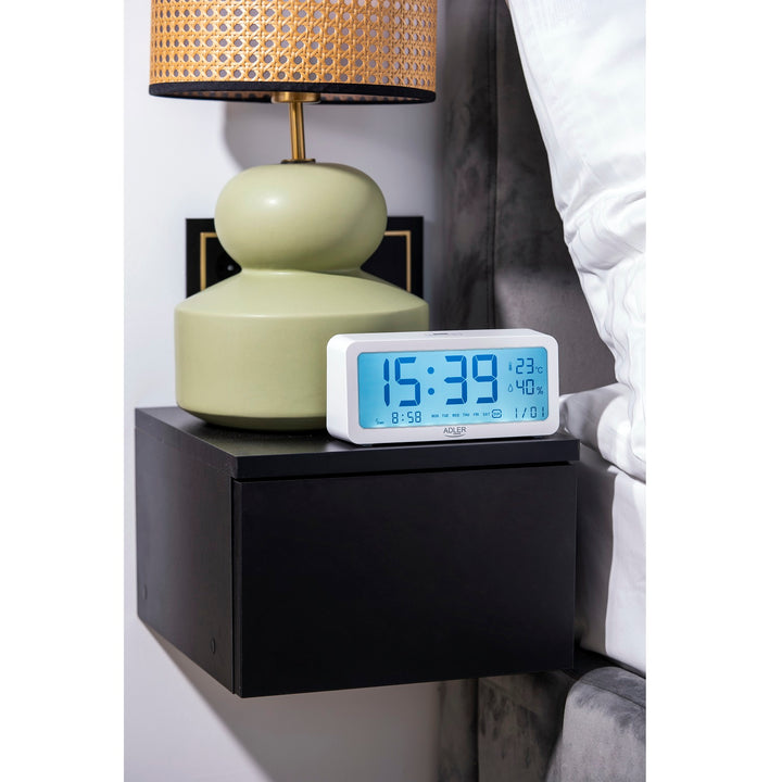 Adler battery alarm clock, white, AD1195w with backlight