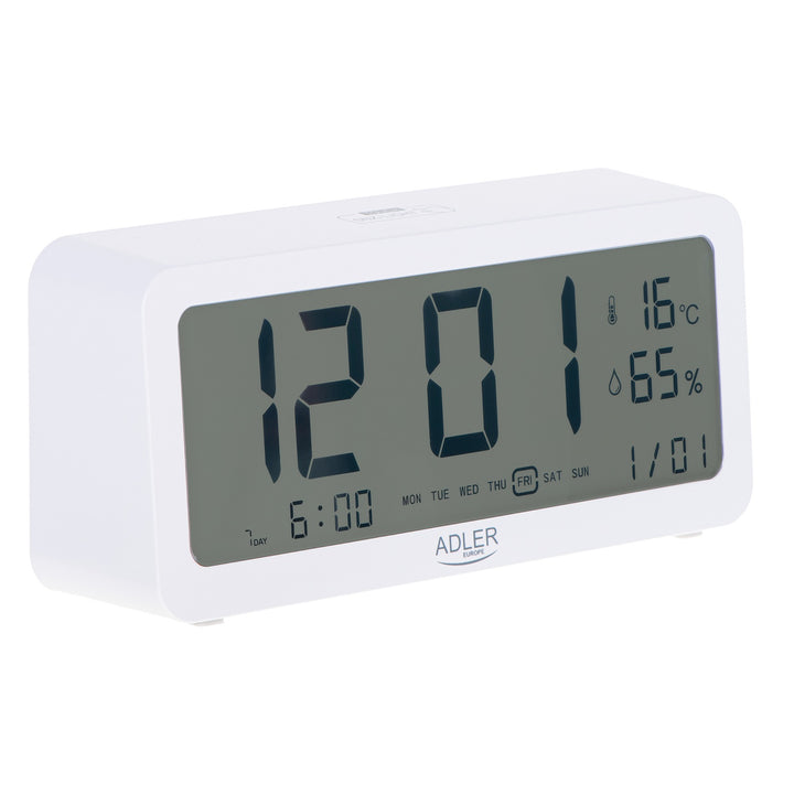 Adler battery alarm clock, white, AD1195w with backlight