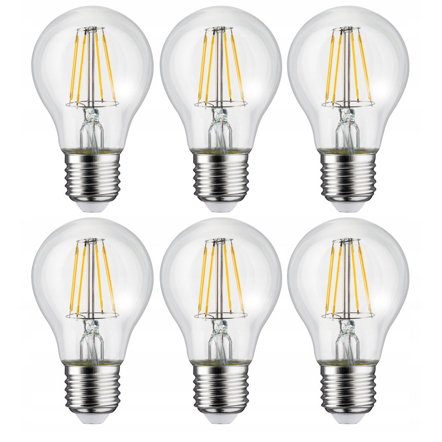 Maclean MCE267 6x LED Bulb, E27 Filament, 6W, 230V, WW Warm White 3000K, 600lm, Retro Edison Decorative A60