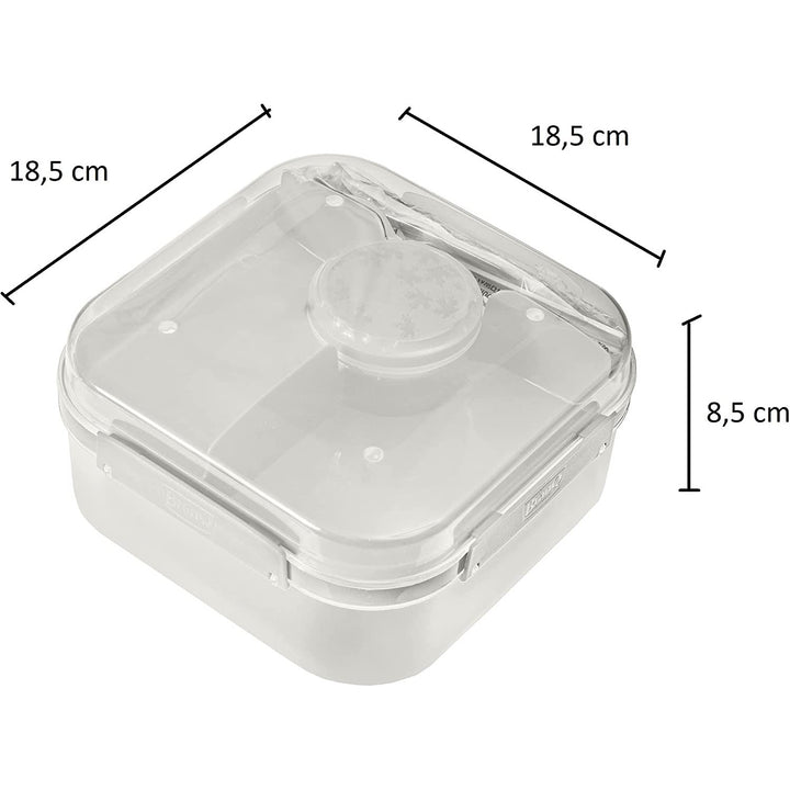 BranQ 1960 1.6L Salad Lunch Box 2 Level Dressing Container Cutlery Compartments Food Storage Transport Box - White