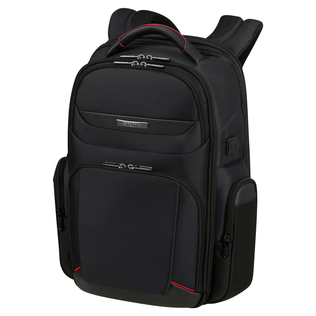 Samsonite PRO-DLX 6 Black 15.6'' Backpack Glúine Dubh Préimh eirgeanamaíochta Gnó Préimh Éadroma Calafoirt USB Uiscedhíonach