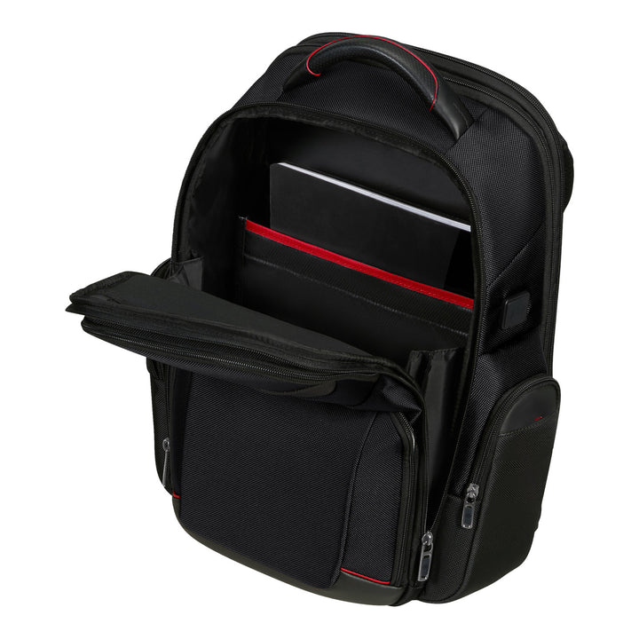 Samsonite PRO-DLX 6 Black 15.6'' Backpack Glúine Dubh Préimh eirgeanamaíochta Gnó Préimh Éadroma Calafoirt USB Uiscedhíonach