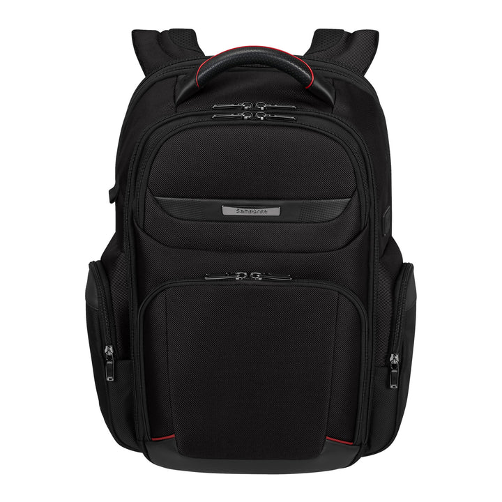 Samsonite PRO-DLX 6 Black 15.6'' Backpack Glúine Dubh Préimh eirgeanamaíochta Gnó Préimh Éadroma Calafoirt USB Uiscedhíonach