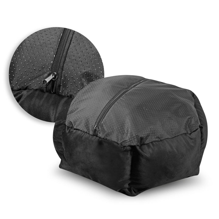 KingDog Prestige Velvet Dog Bed with Removable Cover and Non-Slip Bottom Dog Basket Pet Bed Animal Bed Hexagonal Decorative Velour (Diameter: 50 cm, Black/Grey)