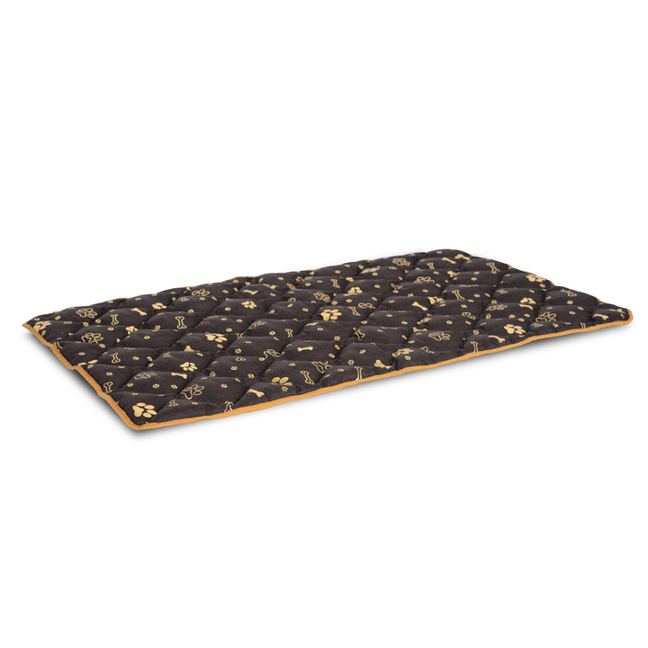 KingDog Prestige Dog Bed Dog Mat Durable Waterproof Dog Mattress with a Pattern of Golden Bones in Brown 100 x 70 cm