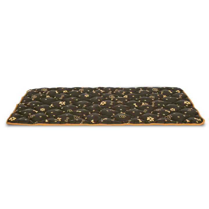 KingDog Prestige Dog Bed Dog Mat Durable Waterproof Dog Mattress with a Pattern of Golden Bones in Brown 120x80 cm