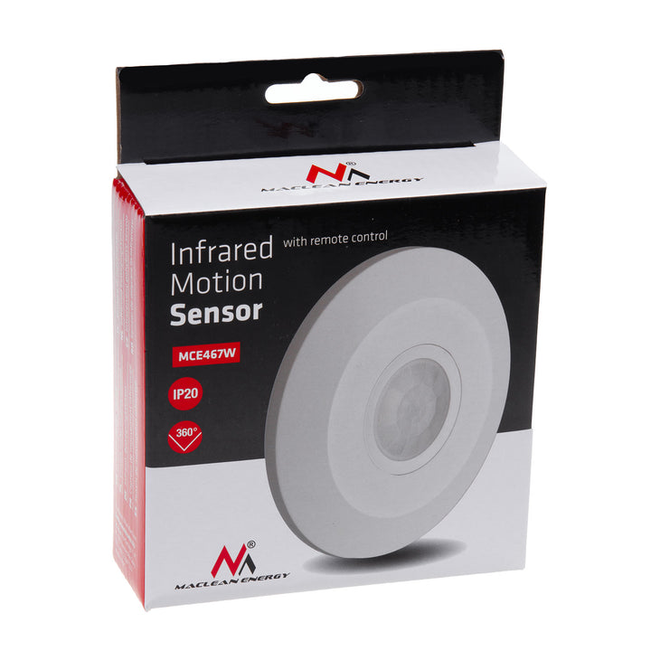 Maclean MCE467 PIR Motion Sensor Dusk to Dawn Infrared with Remote Control max.2000W 360° Detection