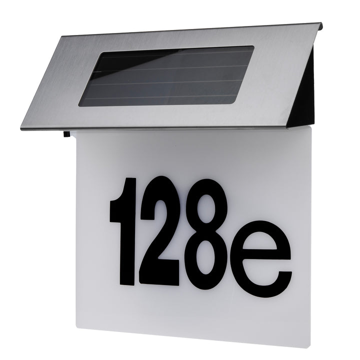 Maclean MCE423 Solar LED Lamp with House Number Includes Letters and Numbers, IP44, 1W, 60lm, 6000K, 600 mAh Rechargeable Battery, 2,5V DC 70mA