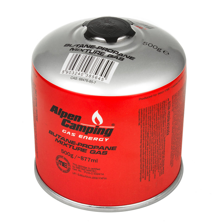 Alpen Camping 4x 500g Gas Cartridge Propane-butane, Range -10°c to+ 40°c, 7/16" Valve IK008