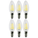 Maclean MCE285 6x Filament LED Bulb E14 Thread, 4W, 230V, WW Warm White 3000K, 400lm, Retro Edison Decorative Candle C35