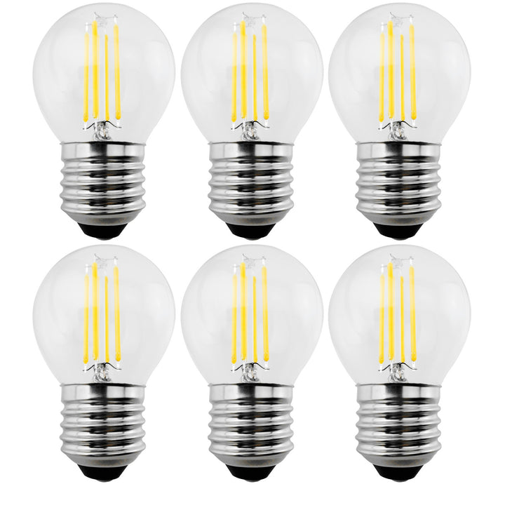 Maclean MCE283 6x Filament LED Bulb E27, 4W, 230V, WW Warm White 3000K, 400lm, Retro Edison Decorative G45