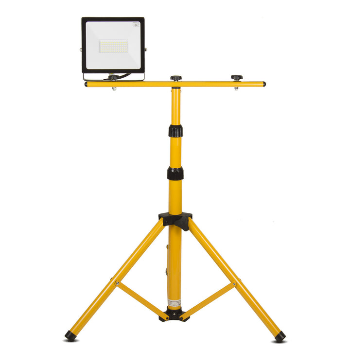 Work stand for Maclean floodlights, for 2 floodlights, LED, yellow, made of steel, max. height 1.5 m + floodlight