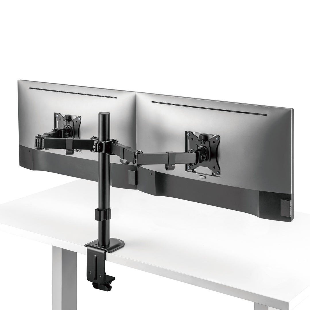 Maclean MC-754N Double Monitor Desk Mount Holder 17"-32" 2x 9kg VESA 75x75 100x100 Tilting Rotating HQ