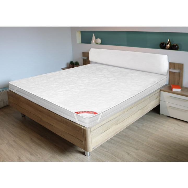 AIO FACTORY Ecco Mattress Topper Protector with Elastic Band 90x200cm White Hypoallergenic Oeko-Tex