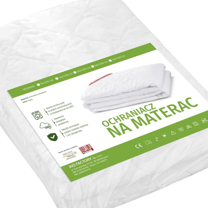 AIO FACTORY Ecco Mattress Topper Protector with Elastic Band 200x220cm White Hypoallergenic Oeko-Tex