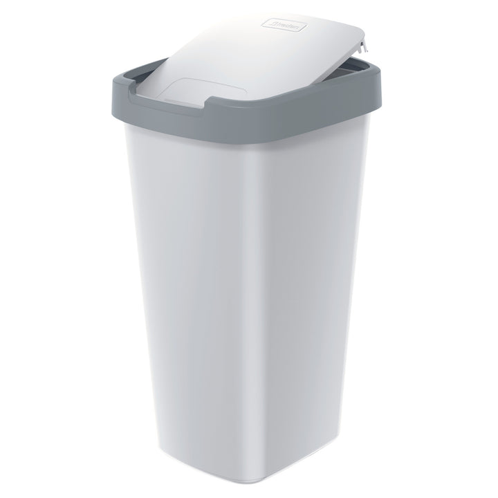 Keden Compacta Q Rubbish Bin with Swing and Hinged Lid 12L Plastic Waste Separation Waste Bin Recycling Waste Collector - ash color with light gray frame