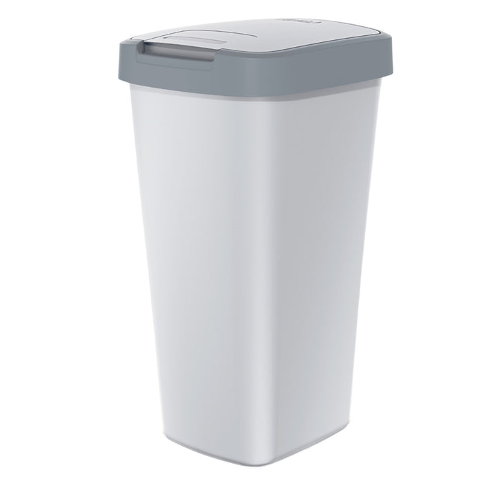 Keden Compacta Q Rubbish Bin with Swing and Hinged Lid 12L Plastic Waste Separation Waste Bin Recycling Waste Collector - ash color with light gray frame