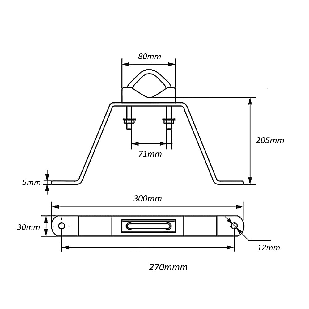 Maclean MCTV-933 Antenna Mast Pole Mounting Clamps Wall Spacer up to Ø 71mm Antenna Mast Mount Holder for Satellite Dish (Wall Distance: 20cm)