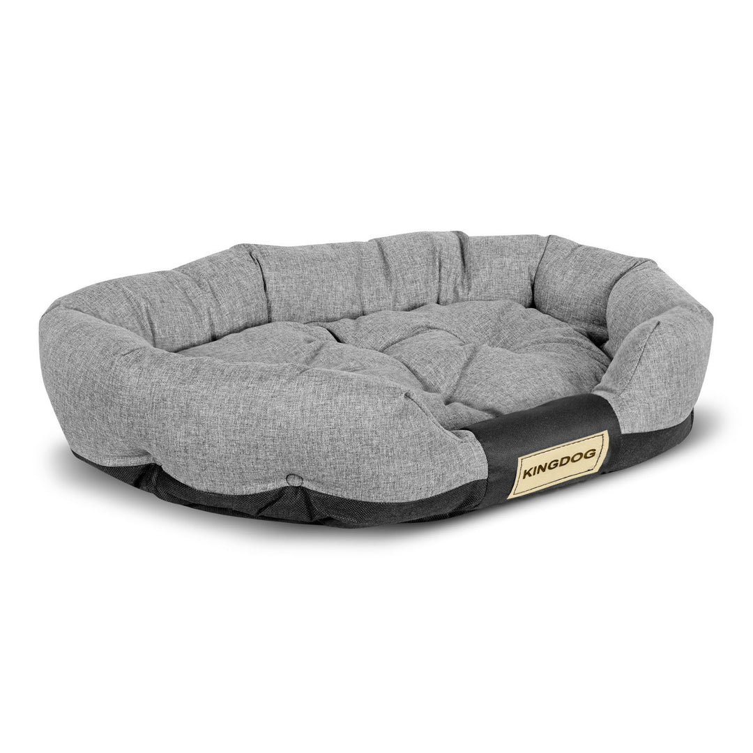 KingDog Prestige Dog Bed Pet Bed Pet Bed Oval Waterproof PVC Codura 100% Polyester Weight: 240gr/m2 Dark Grey 130 x 105 cm