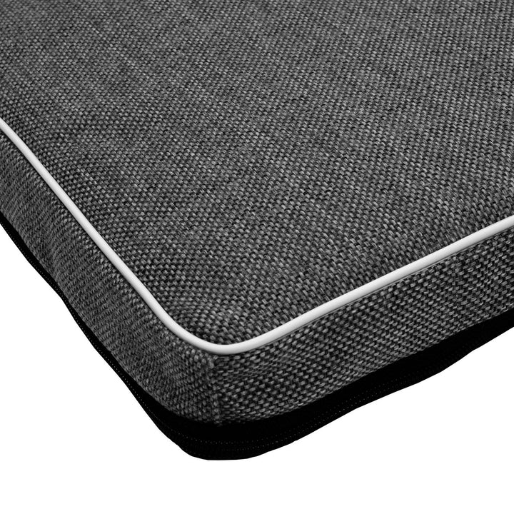 Leonard Standard Dog Pet Mattress Flat Bed Rabbit Cat 80x60cm Dark Grey White Trim Washable Cover Resistant Sturdy