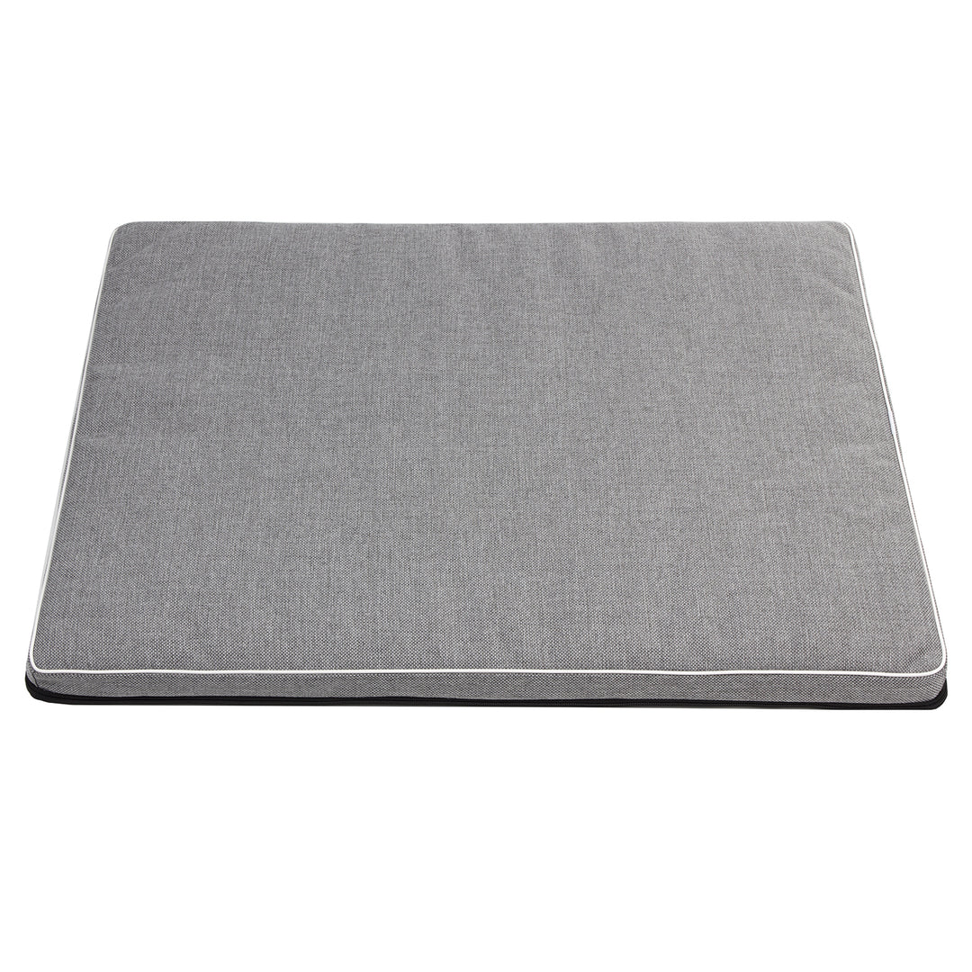 Leonard Standard Dog Pet Mattress Flat Bed Rabbit Cat 80x60cm Grey White Trim Washable Cover Resistant Sturdy