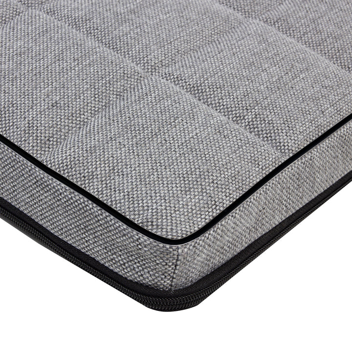 Leonard Standard Dog Pet Mattress Flat Bed Rabbit Cat 80x60cm Light Grey Black Trim Quilted Washable Cover Resistant Sturdy