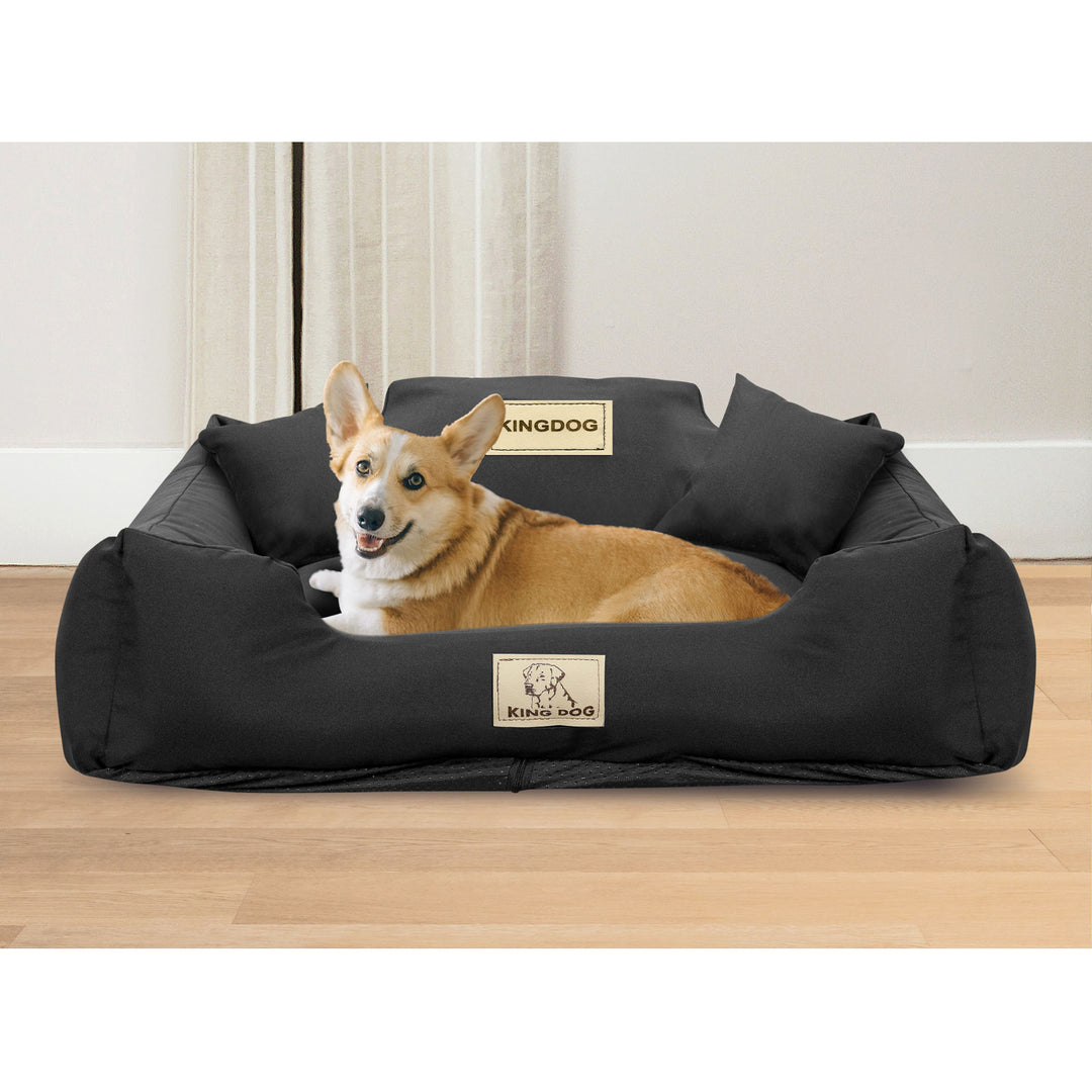 KingDog Non-Slip Zippered Dog Bed Panama Stretch MM44 Pet Bed Dismountable And Washable 100% Polyester 160 g/m2