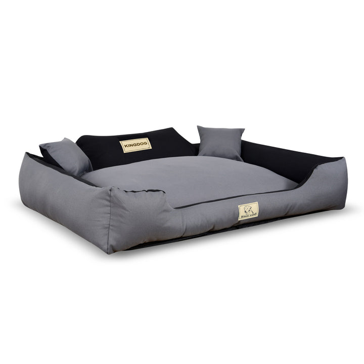 KingDog Non-Slip Zippered Dog Bed Panama Stretch MM44 Pet Bed Dismountable And Washable 100% Polyester 160 g/m2 115x95 cm Gray and Black