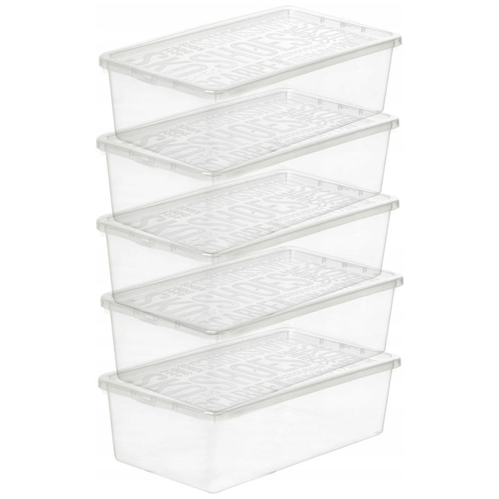 5 x 4L Shoe Container Set Lid Box Organizer Storage Transparent  345 x 190 x 96mm