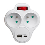 Maclean Power Outlet, 2-Outlet Power Strip with USB A/C 2.4A, Type E, 2x16A, MCE336 E