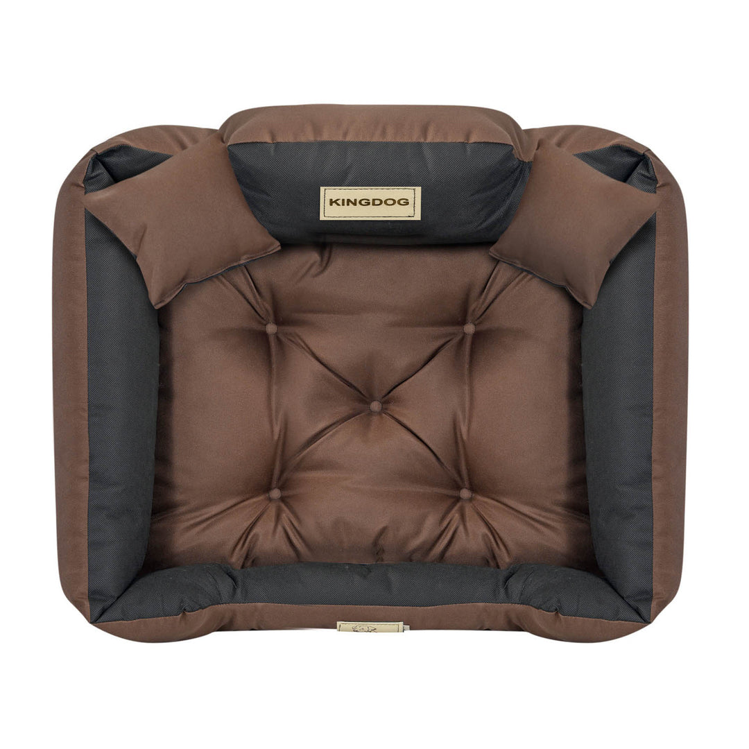 KingDog Dog Bed Made of Waterproof Codura PVC Pet Bed 100% Polyester Weight 190 g/m2 Washable 75x65cm brown.