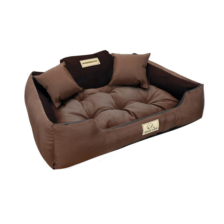 KingDog Dog Bed Made of Waterproof Codura PVC Pet Bed 100% Polyester Weight 190 g/m2 Washable 130 x 105 cm brown