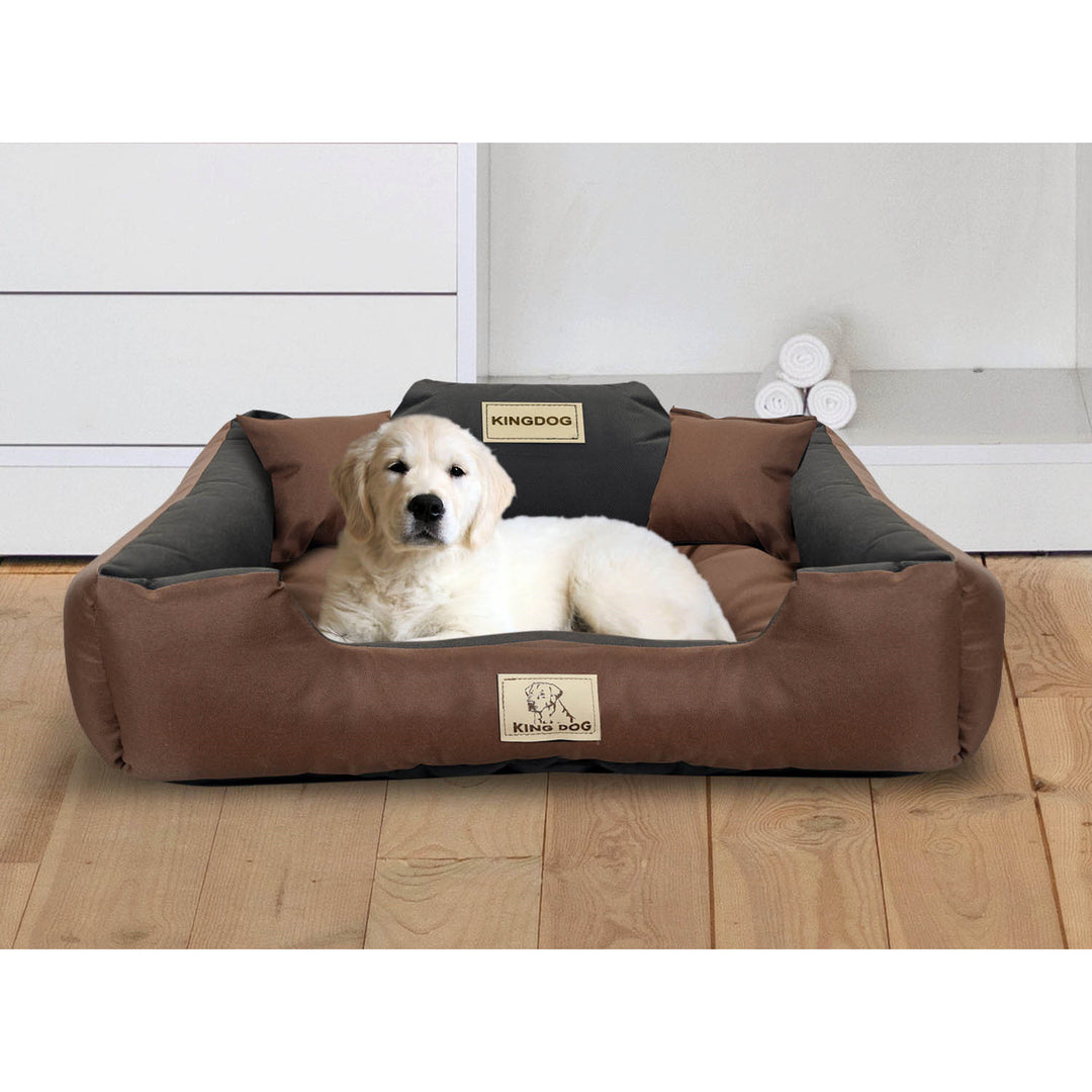 KingDog Dog Bed Made of Waterproof Codura PVC Pet Bed 100% Polyester Weight 190 g/m2 Washable 145 x 115 cm brown