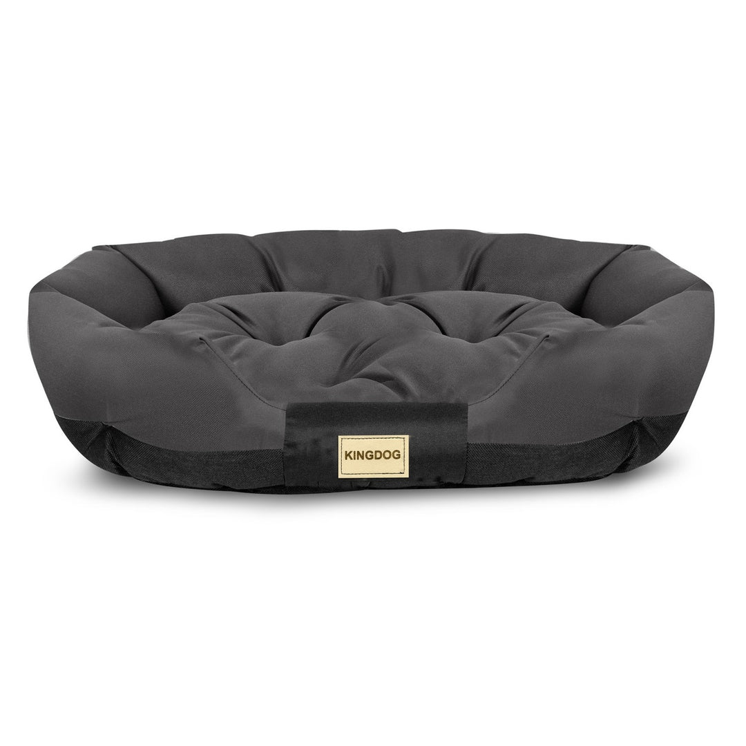 KingDog Prestige Dog Bed Pet Bed Oval Waterproof PVC Codura 100% Polyester Weight: 240gr/m2 75x75 cm Black CODUOWAL75/50CZA