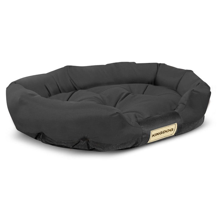 KingDog Prestige Dog Bed Pet Bed Oval Waterproof PVC Codura 100% Polyester Weight: 240gr/m2 75x75 cm Black CODUOWAL75/50CZA