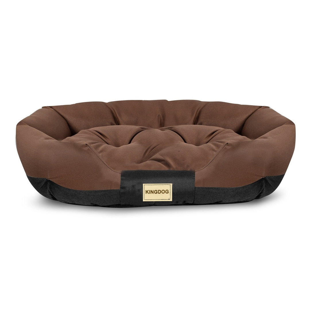 KingDog Prestige Dog Bed Pet Bed Oval Waterproof PVC Codura 100% Polyester Weight: 240gr/m2 75x50cm Brown/black CODUOWAL75/50BRA