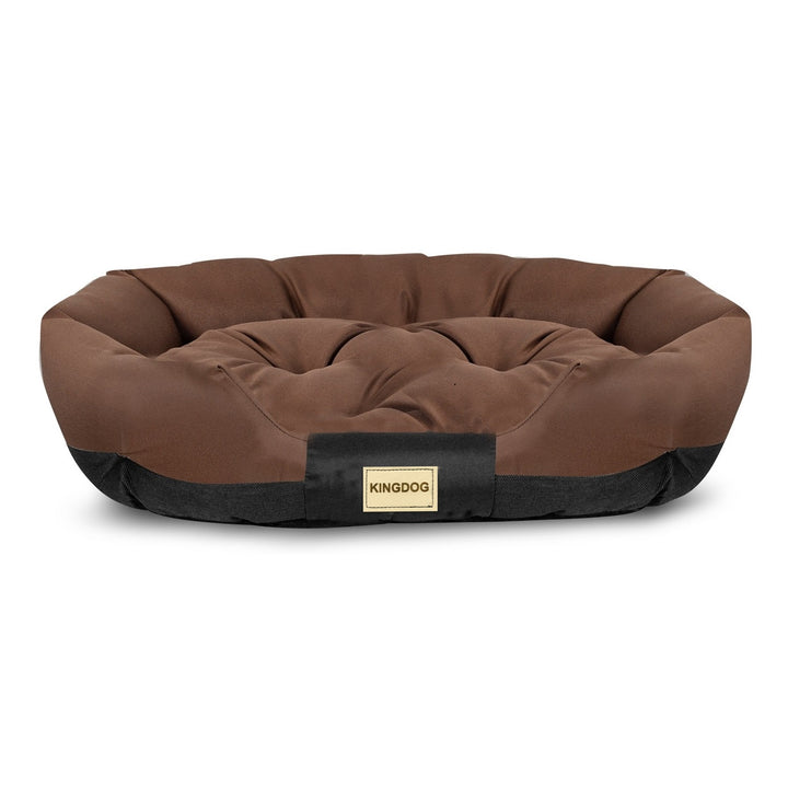 KingDog Prestige Dog Bed Pet Bed Oval Waterproof PVC Codura 100% Polyester Weight: 240gr/m2 75x50cm Brown/black CODUOWAL75/50BRA