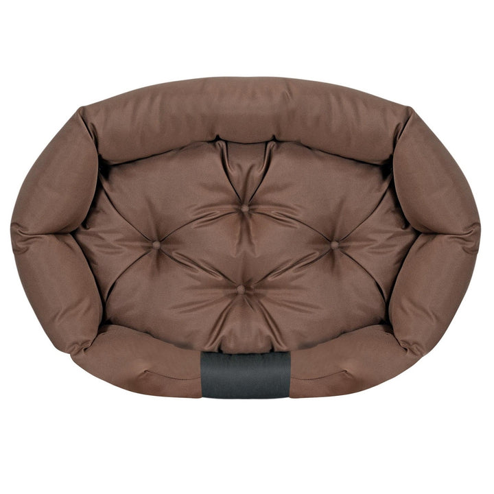 KingDog Prestige Dog Bed Pet Bed Oval Waterproof PVC Codura 100% Polyester Weight: 240gr/m2 75x50cm Brown/black CODUOWAL75/50BRA