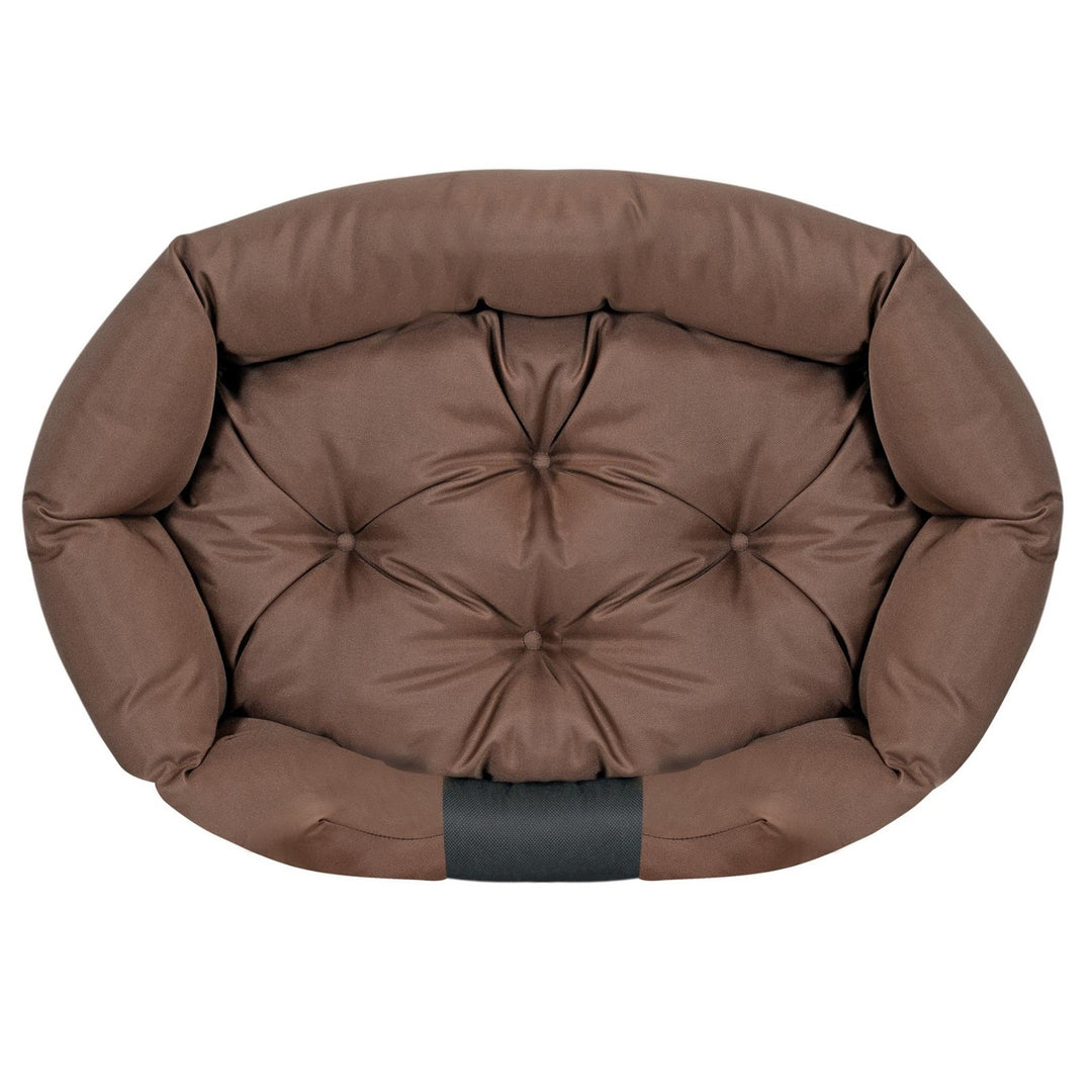 KingDog Prestige Dog Bed Pet Bed Oval Waterproof PVC Codura 100% Polyester Weight: 240gr/m2 130x105 cm Brown/black CODUOWAL130/105BRA