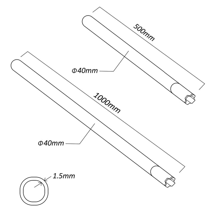 MCTV-931+MCTV-932 Galvanized steel antenna mast set with possibility of extension Tube diameter 40mm, tube thickness 1,5mm (length: 150cm (50 cm + 100cm))