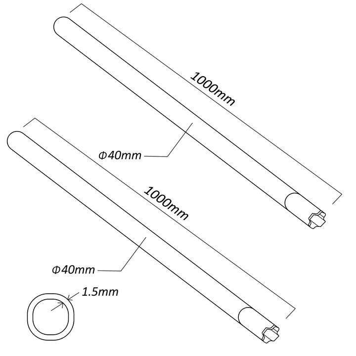 MCTV-932 2x Galvanized steel antenna mast with possibility of extension Tube diameter 40mm, tube thickness 1,5mm (length: 200cm (100 cm + 100cm)) ...