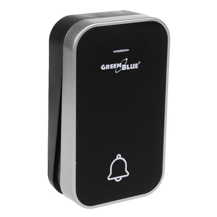 GreenBlue GB157 B Kinetic Battery-free Wireless Dorr Bell, Melodies, Black, Range up to 200m, IP44