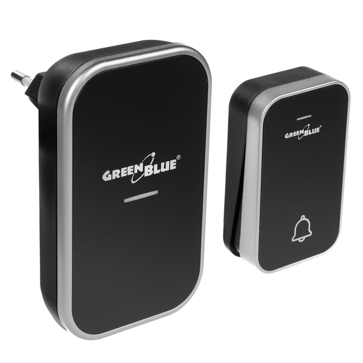 GreenBlue GB157 B Kinetic Battery-free Wireless Dorr Bell, Melodies, Black, Range up to 200m, IP44